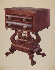 Table - Double Lyre Base, 1937. Creator: J. Howard Iams