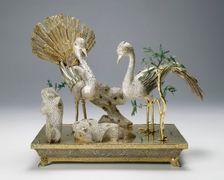 Table decoration in the form of a pair of birds, 1740-1750s