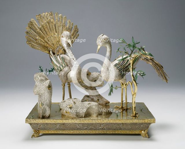 Table decoration in the form of a pair of birds, 1740-1750s.