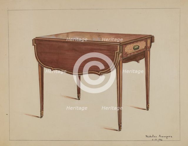 Table (Drop-leaf), 1936. Creator: Nicholas Acampora.