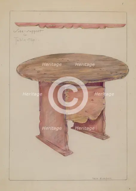 Table Hutch Bench or Chair Combination, c. 1937. Creator: Rosa Burger.