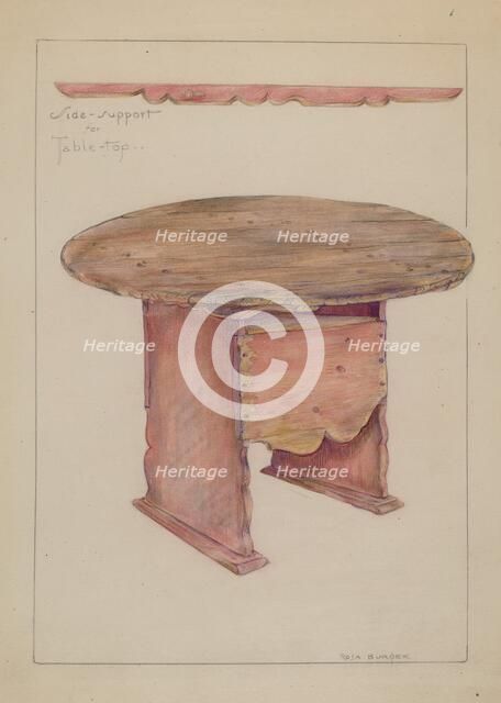 Table Hutch Bench or Chair Combination, c. 1937. Creator: Rosa Burger.