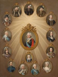 Table of Monarchs from Gustav Vasa to Gustav III, c. 1787 Creator: Ulrika Fredrika Pasch