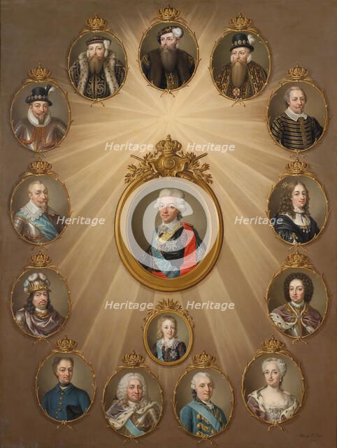 Table of Monarchs from Gustav Vasa to Gustav III, c. 1787 Creator: Ulrika Fredrika Pasch.