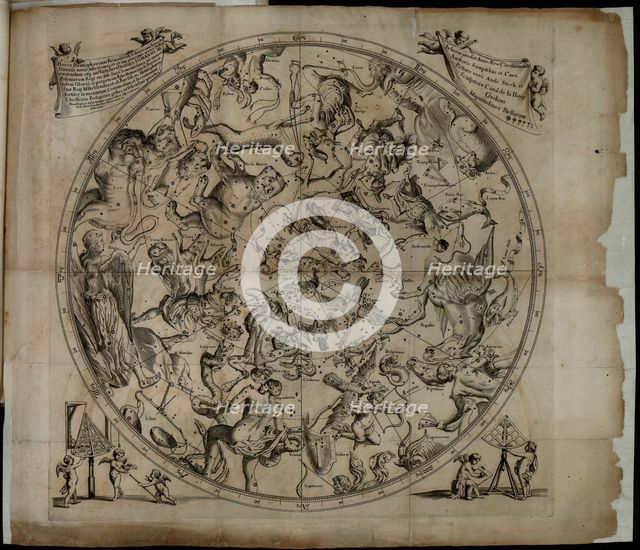 Table of the constellation of the Northern Hemisphere (Firmamentum Sobiescianumsive Uranographia). Artist: Hevelius, Johannes (1611-1687)