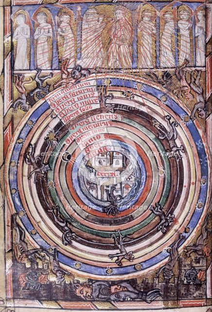 Table of the Spheres between Heaven and Hell, with the Fallen Angels becoming Devils, 1340-1350.  Creator: Unknown.