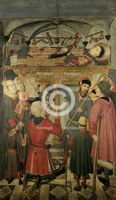 Table of the tomb of Saint Vincent and exorcism of a possessed', detail of the altarpiece of Sain…