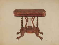 Table (Lyre Pedestal), 1936. Creator: Joseph Rothenberg