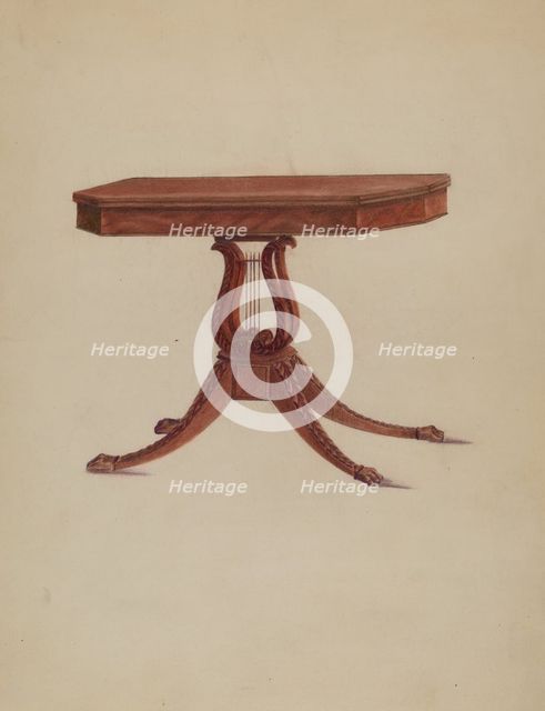 Table (Lyre Pedestal), c. 1939. Creator: Unknown.