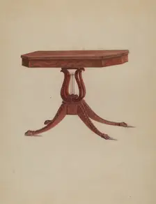 Table (Lyre Pedestal), c. 1939. Creator: Unknown