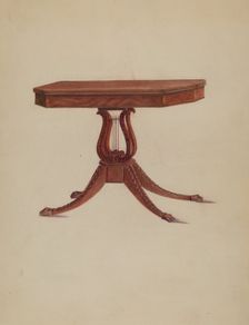 Table (Lyre Pedestal), c. 1939. Creator: Unknown
