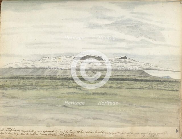 Table Mountain and Duiwelsberg seen from the land, 1786.  Creator: Jan Brandes.