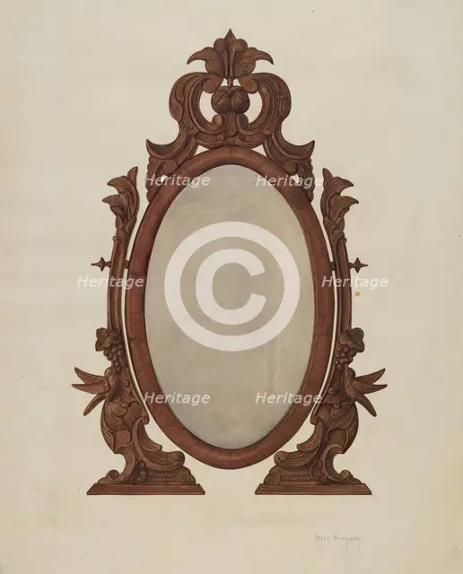 Table Mirror, 1935/1942. Creator: Helen Bronson.