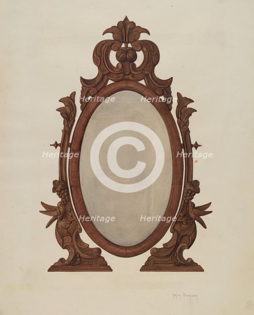 Table Mirror, 1935/1942. Creator: Helen Bronson.