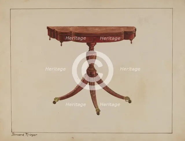 Table (Pedestal), c. 1937. Creator: Bernard Krieger.