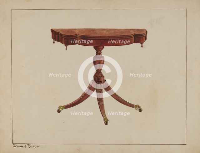 Table (Pedestal), c. 1937. Creator: Bernard Krieger.