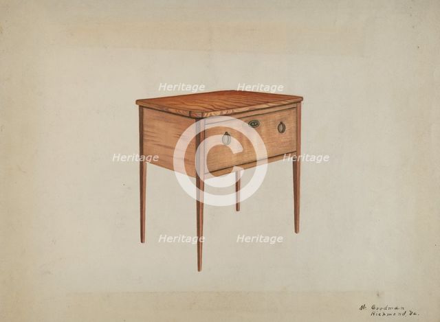 Table with Deep Drawer, 1935/1942. Creator: Mattie P. Goodman.
