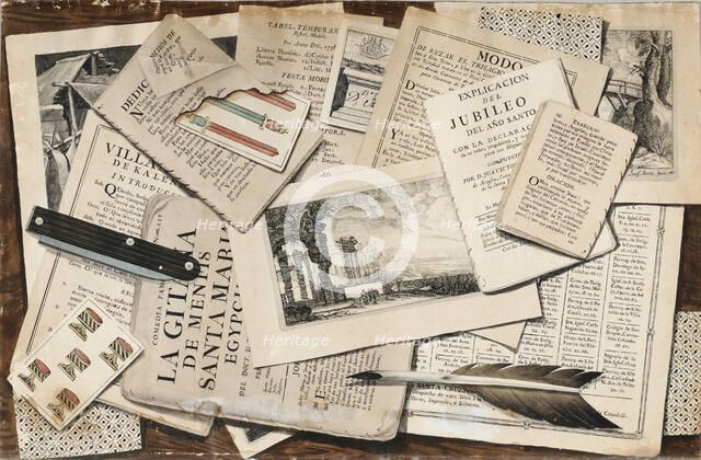 Table with messy papers, 1782. Creator: Pérez Ruano, José (1750-1810).