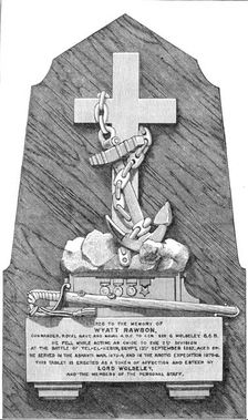 Tablet to the late Commander Wyatt Rawson, R.N. killed at Tel-El-Kebir, 1883. Creator: Unknown