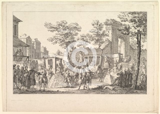Tableau des portraits a la Mode (Plate of Fashion Portraits), 1760-61. Creator: Pierre Francois Courtois.