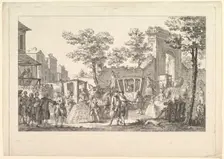 Tableau des portraits a la Mode (Plate of Fashion Portraits), 1760-61. Creator: Pierre Francois Courtois