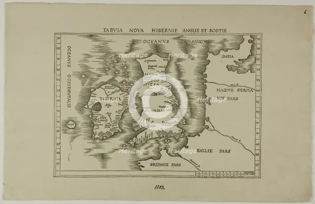 Tabuia Nova Hibernie Anglie et Scotie, 1513, reprinted 1889. Creator: Unknown.