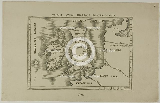 Tabuia Nova Hibernie Anglie et Scotie, 1513, reprinted 1889. Creator: Unknown.