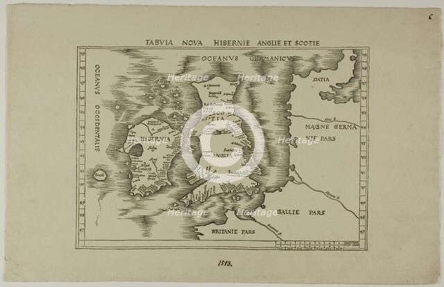 Tabuia Nova Hibernie Anglie et Scotie, 1513, reprinted 1889. Creator: Unknown.
