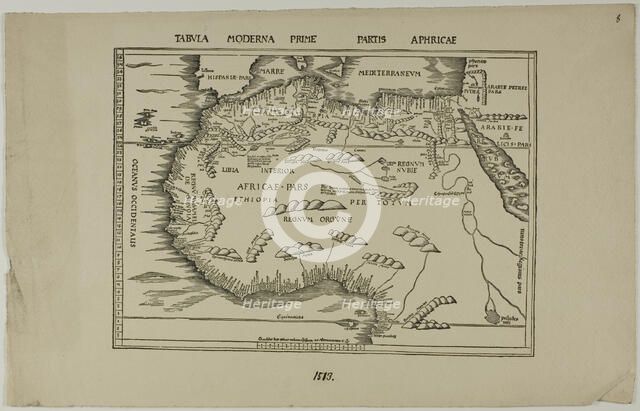 Tabula Moderna Prime Partis Aphricae, 1513, reprinted 1889. Creator: Unknown.