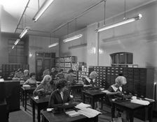 Tabulating machines in the punch room in a Sheffield Factory office, 1963. Artist: Michael Walters
