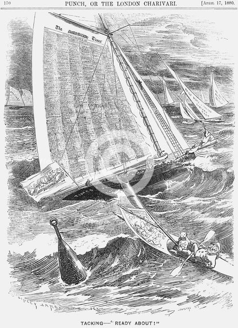 'Tacking-"Ready About!"', 1880.  Creator: Joseph Swain.