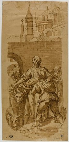 Taddeo Zuccaro at the Entrance to Rome, Greeted by Servitude, Hardship, and Toil, 1590/1600. Creator: Unknown