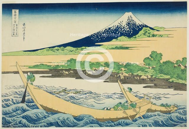 Taganoura Bay near Ejiri on the Tokaido (Tokaido Ejiri tagonoura ryakuzu), from the..., c. 1830/33. Creator: Hokusai.