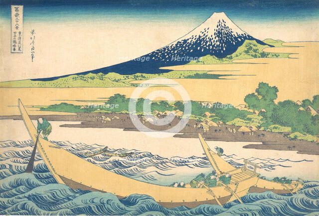 Tago Bay near Ejiri on the Tokaido (Tokaido Ejiri Tago no ura ryaku zu), from the s..., ca. 1830-32. Creator: Hokusai.