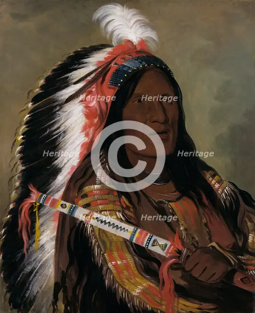 Táh-téck-a-da-háir, Steep Wind, a Brave of the Bad Arrow Points Band, 1832. Creator: George Catlin.