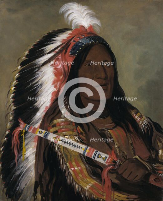 Táh-téck-a-da-háir, Steep Wind, a Brave of the Bad Arrow Points Band, 1832. Creator: George Catlin.