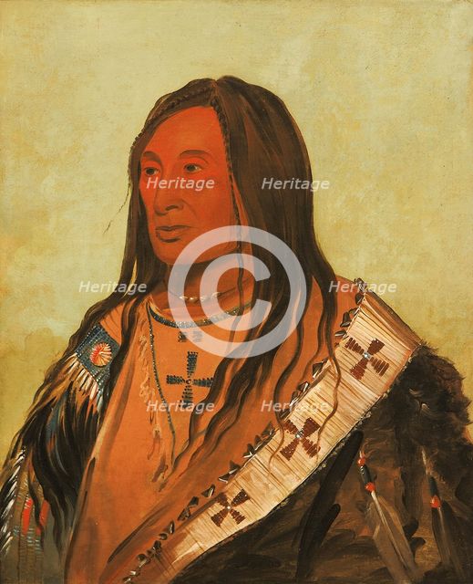 Táh-zee-keh-dá-cha, Torn Belly, a Distinguished Brave, 1832. Creator: George Catlin.