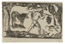 Tahitian Carrying Bananas, from the Suite of Late Wood-Block Prints, 1898/99. Creator: Paul Gauguin