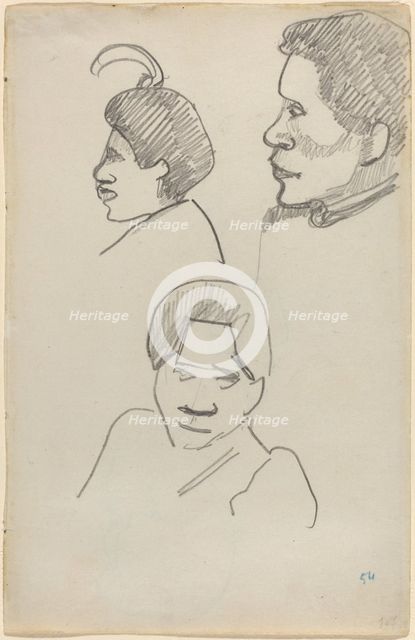 Tahitian Heads, c. 1891/1893. Creator: Paul Gauguin.