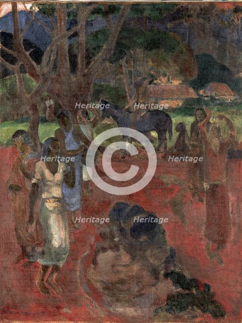 Tahitian Landscape with Nine Figures.