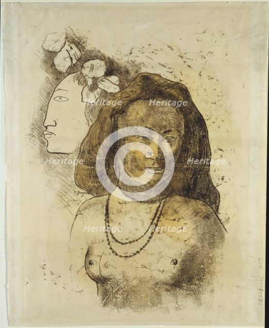 Tahitian Woman with Evil Spirit, c1899-1900. Creator: Paul Gauguin.