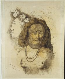 Tahitian Woman with Evil Spirit, c1899-1900. Creator: Paul Gauguin