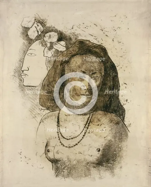 Tahitian Woman with Evil Spirit (L'Esprit veille). Artist: Gauguin, Paul Eugéne Henri (1848-1903)