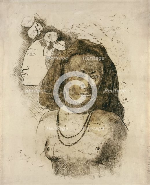 Tahitian Woman with Evil Spirit (L'Esprit veille). Artist: Gauguin, Paul Eugéne Henri (1848-1903)