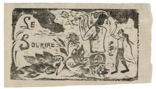Tahitians, Flowers, and Leaves, headpiece for Le sourire, 1899/1900. Creator: Paul Gauguin
