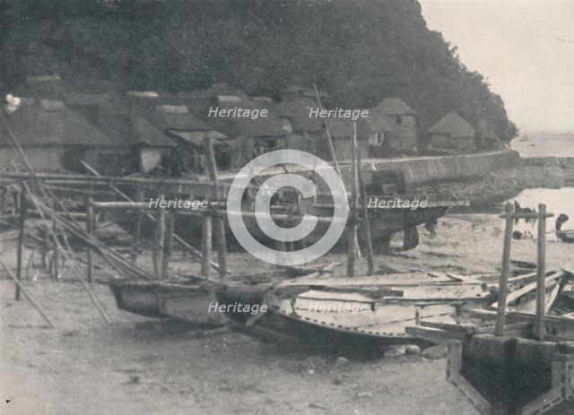 'Tai-no-ura - Tiny houses on a margin of sand with fishing boats', c1900, (1921). Artist: Julian Leonard Street.