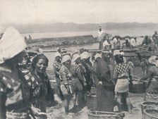Tai-no-ura - fishing boats, men and women with nets and baskets c1900, (1921). Artist: Julian Leonard Street