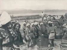 Tai-no-ura - fishing boats, men and women with nets and baskets c1900, (1921). Artist: Julian Leonard Street