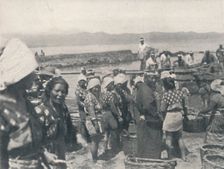 Tai-no-ura - fishing boats, men and women with nets and baskets c1900, (1921). Artist: Julian Leonard Street