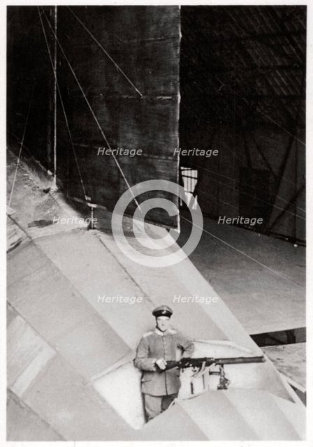Tail gunner of a German army Zeppelin airship, World War I, 1914-1918 (1933). Artist: Unknown